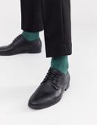 Burton Menswear Rounder Toe Derby Shoes In Black - Black