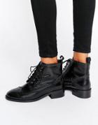 Asos Artistry Leather Lace Up Brogue Boots - Black