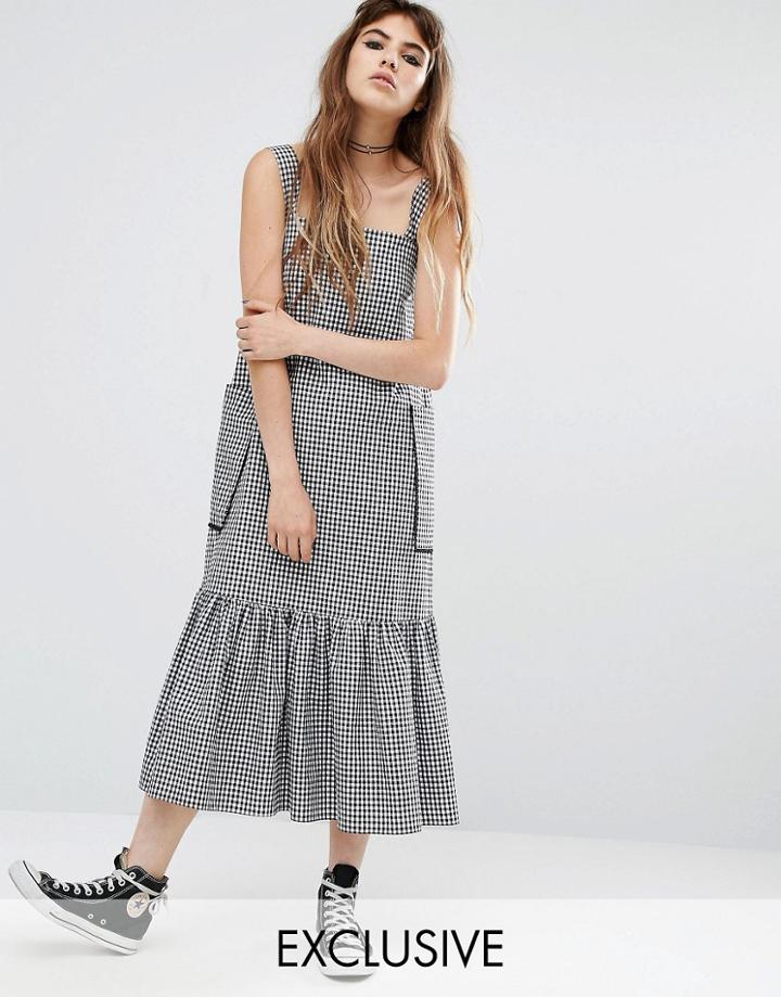 Reclaimed Vintage Drop Waist Dress In Gingham Check - Multi