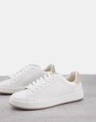 Pull & Bear Sneakers In White With Beige Back Tab