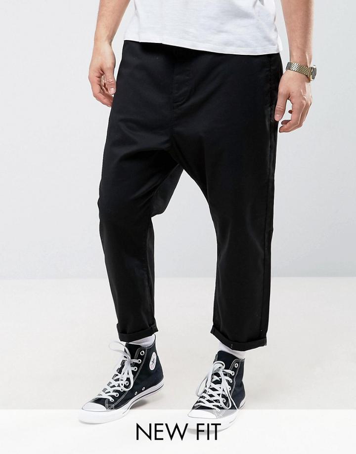 Asos Oversized Tapered Chino In Black