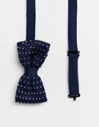 Religion Wedding Knitted Bow Tie In Polka Dot - Blue