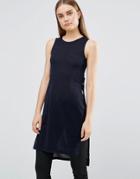 Ax Paris Side Split Detail Knitted Top - Navy
