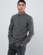 Hugo Elisha Extra Slim Fit Poplin Shirt In Abstract Geo Print-black