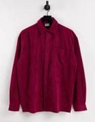 Reclaimed Vintage Inspired Unisex Cord Shirt In Burgundy