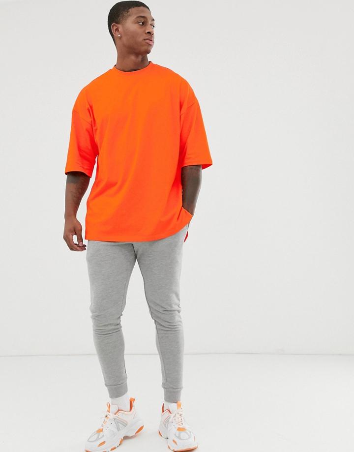 Asos Design Oversized T-shirt With Side Split In Orange - Orange