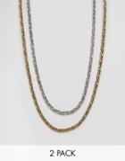 Designb Chain Necklaces In 2 Pack Exclusive To Asos - Multi