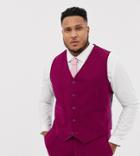 Asos Design Plus Wedding Super Skinny Suit Vest In Plum - Purple