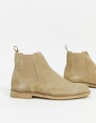 Walk London Hornchurch Chelsea Boots In Stone Suede