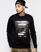 Asos Sweatshirt With Metallic Print - Black