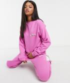 Asos Design Tracksuit Oversized Sweatshirt With Embroidered Slogan / Oversized Sweatpants In Pink
