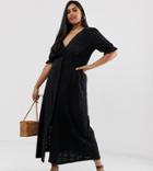 Asos Design Curve Broderie Maxi Tea Dress-black