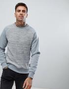 Brave Soul Crew Neck Raglan Textured Sweatshirt - Gray