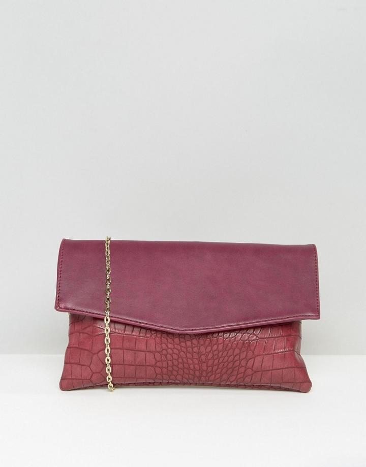 Yoki Faux Croc Clutch Bag - Red