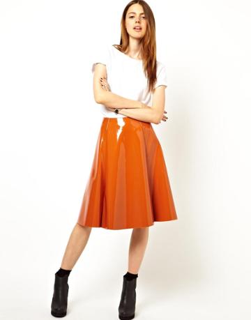 Asos Full Midi Skirt In Patent
