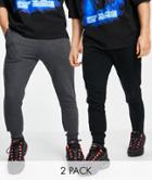 Asos Design Organic Skinny Sweatpants 2 Pack Black/charcoal-multi