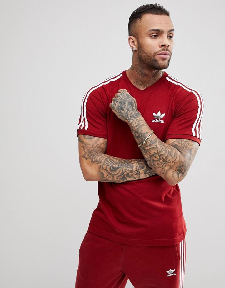 Adidas Originals Adicolor California T-shirt In Burgundy Cz4544 - Red