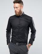 Hugo By Hugo Boss Smart Shirt In Black Stretch Slim Fit - Black