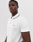 Jack & Jones Essentials Slim Fit Tipped Pique Logo Polo In White