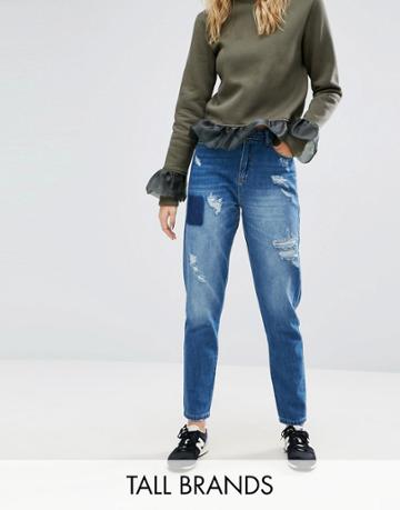 Kubban Tall Distressed Boyfriend Jean - Blue