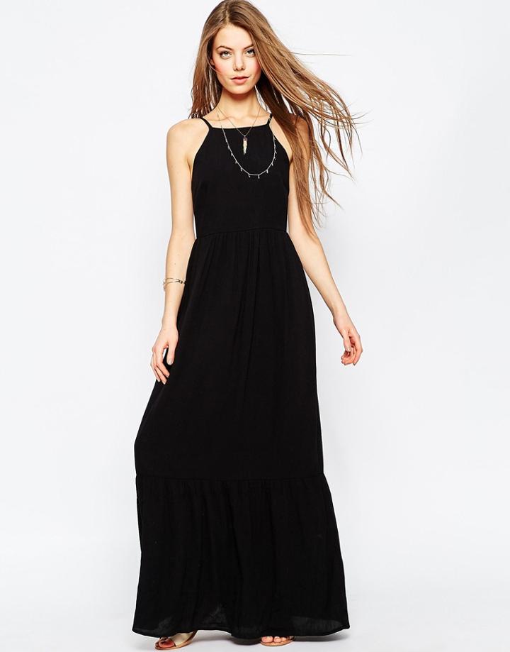 Asos Tiered Maxi Dress - Black