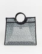 Asos Design Organza Shopper Bag In Monogram Print - Multi