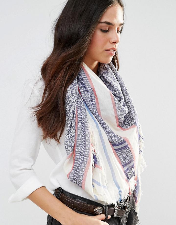 Liquorish Lightweight Printed Scarf - Blue