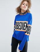 Asos T-shirt With Disobedient Print In Boxy Fit With Long Sleeves - Bl
