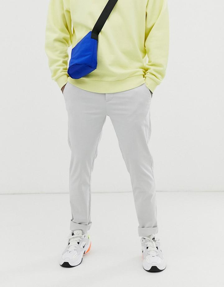 Asos Design Slim Chinos In Ice Gray-blue