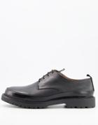 H By Hudson Thetford Seam Detail Lace Up Shoes In Black Leather