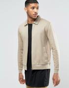 Asos Jersey Harrington Jacket In Beige - Beige