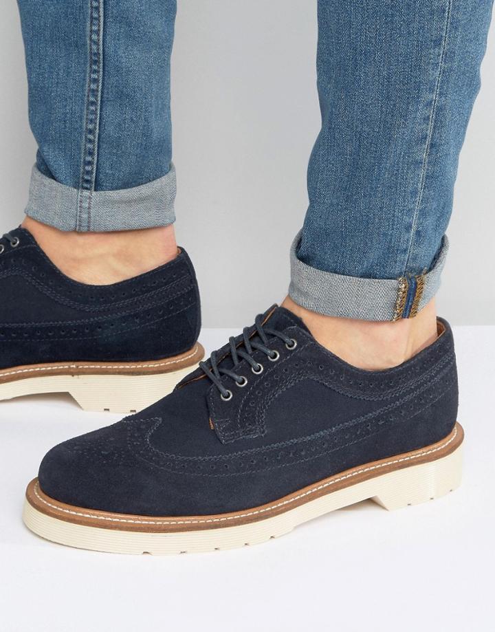 Dr Martens Windsor 3989 Suede Brogue Shoes - Navy