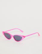 Dusk To Dawn Sophia Slim Round Sunglasses In Neon Pink