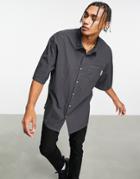 Topman Oversized Dad Shirt In Washed Black-gray