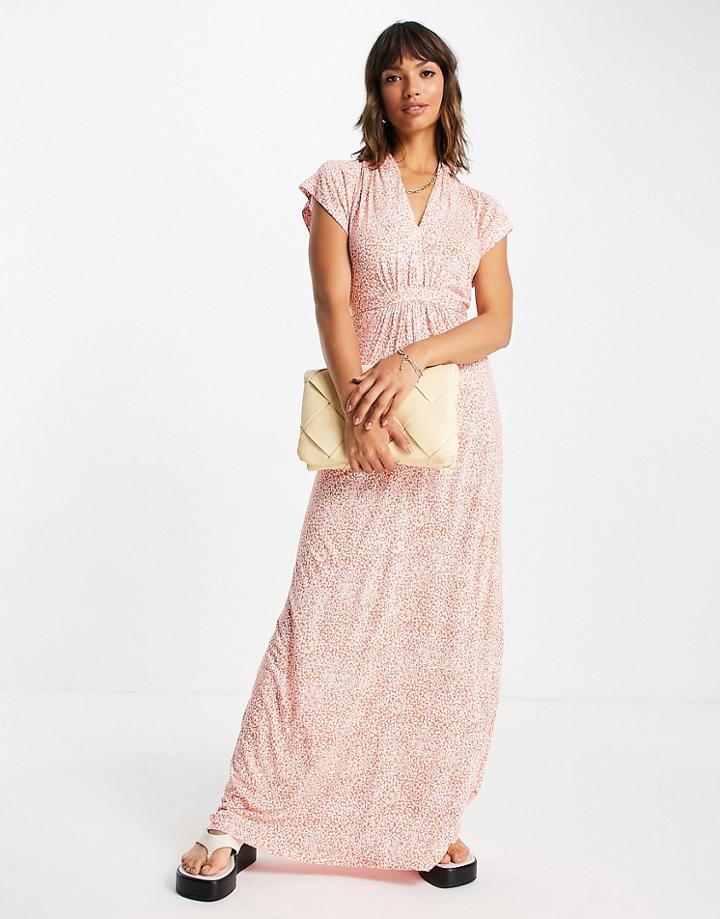 French Connection Cade Printed Jersey Maxi Dress In Red-orange