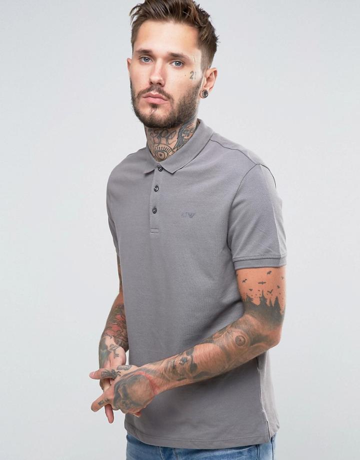Armani Jeans Polo Shirt With Logo Regular Fit In Gray - Gray