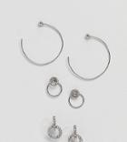 Steve Madden 3 Pack Open Hoop Earrings - Silver