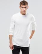 Asos Muscle Long Sleeve T-shirt With Turtle Neck - White