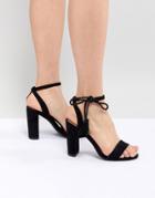 New Look Ankle Tie Block Heeled Sandals - Black