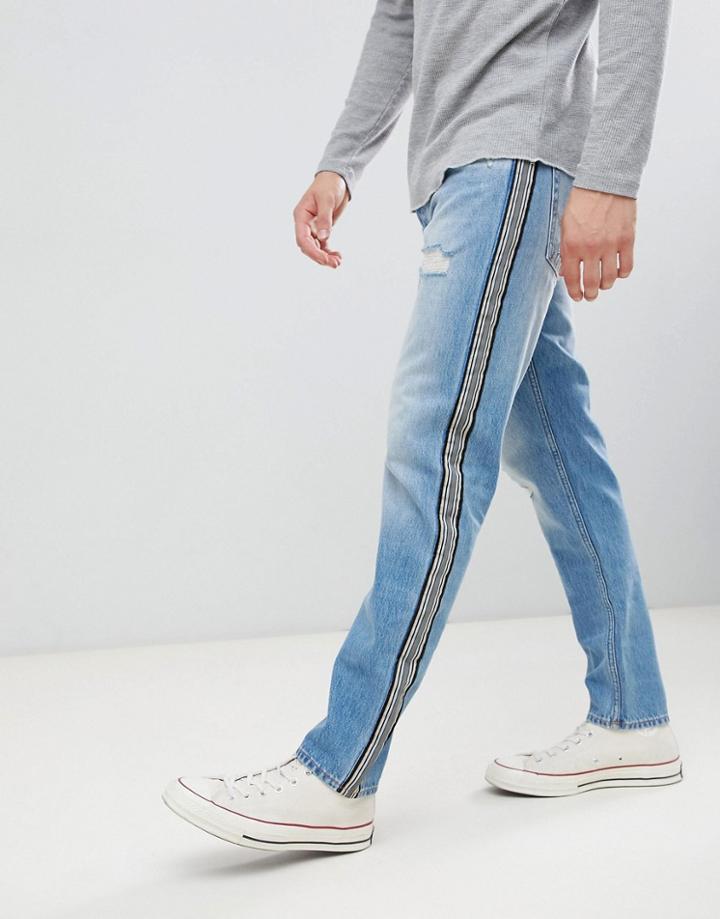Jack & Jones Side Stripe Tapered Jeans-blue