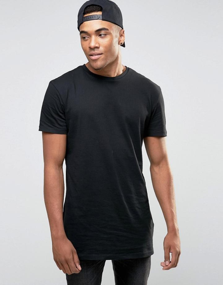 New Look Longline T-shirt In Black - Black