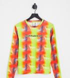 Collusion Muscle Fit Long Sleeve T-shirt In All Over Print-green