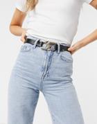 My Accessories London Waist And Hip Jeans Belt With Interlocking Chain Link Detail In Gold-black