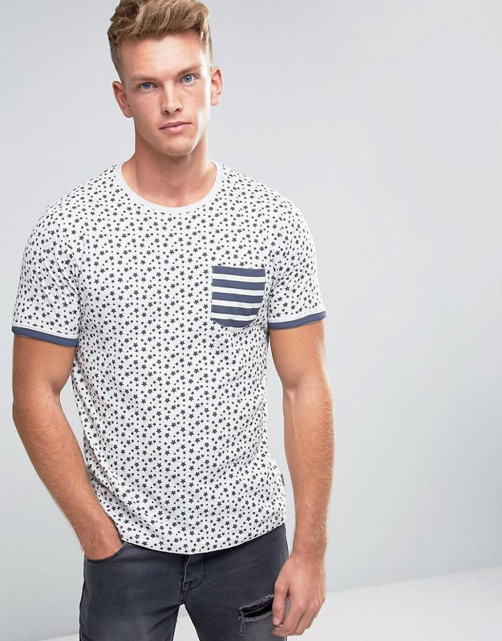 Brave Soul Star Print T-shirt - Beige