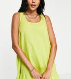 Collusion Linen Beach Dress In Lime-green