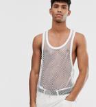 Reclaimed Vintage Mesh Tank In White - White