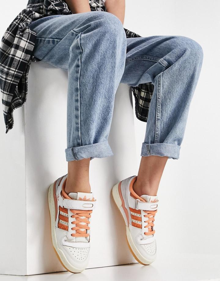 Adidas Originals Forum 84 Low Sneakers In White With Burnt Orange Details
