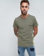 Another Influence Raw Edge Slub Pocket T-shirt - Green