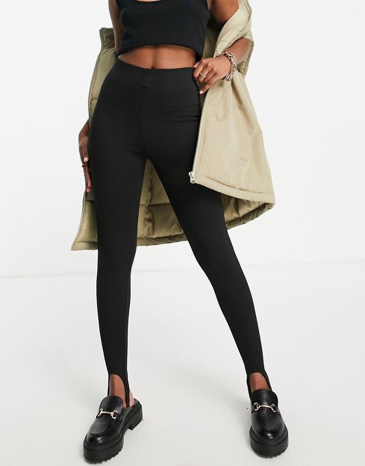 Mango Stirrup Leggings In Black
