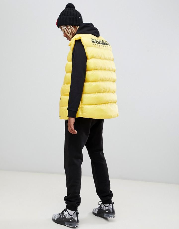 Napapijri Akke Oversized Vest With Back Logo In Yellow - Yellow